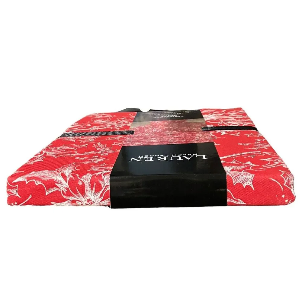 Ralph Lauren Tablecloth 60x84 Red‎ Christmas Festive Rectangle Poinsettia Cotton